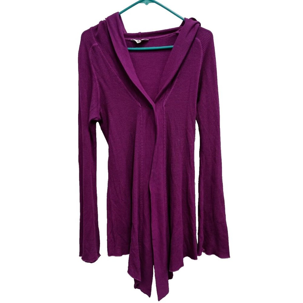 Hard Tail Forever Womens Thermal Hoodie Cardigan Medium Purple Outdoor